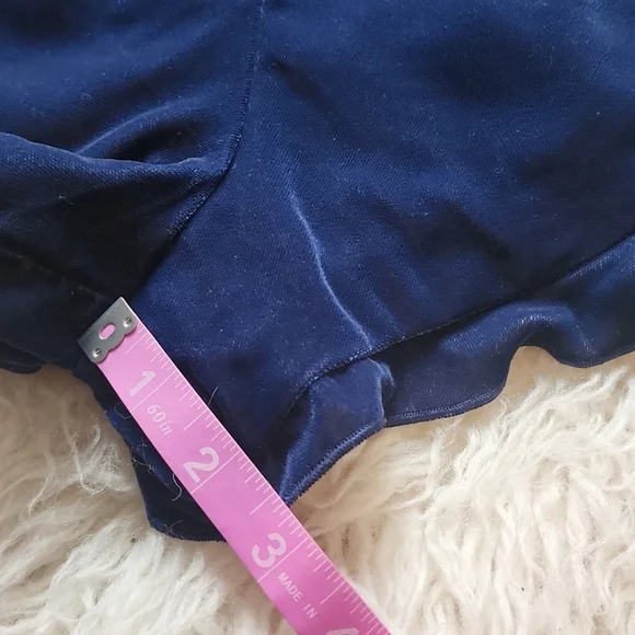 Victoria's Secret Navy Blue Velour Ruffle Trim Romper XS - Picture 9 of 12